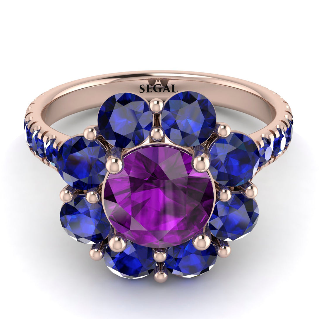 Glamorous Amethyst Halo Engagement Ring - Amaya No. 314