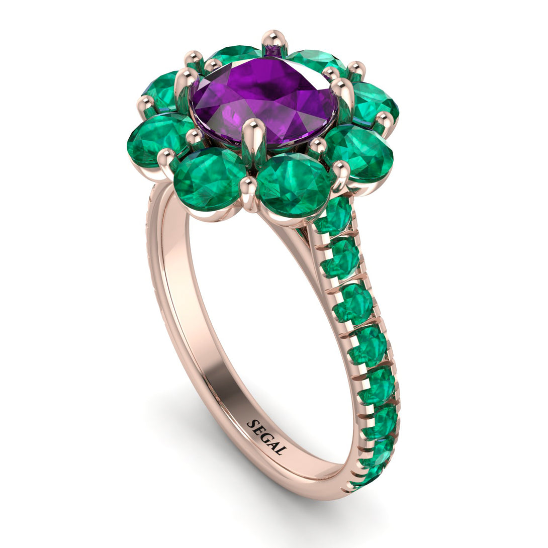 Glamorous Amethyst Halo Engagement Ring - Amaya No. 305