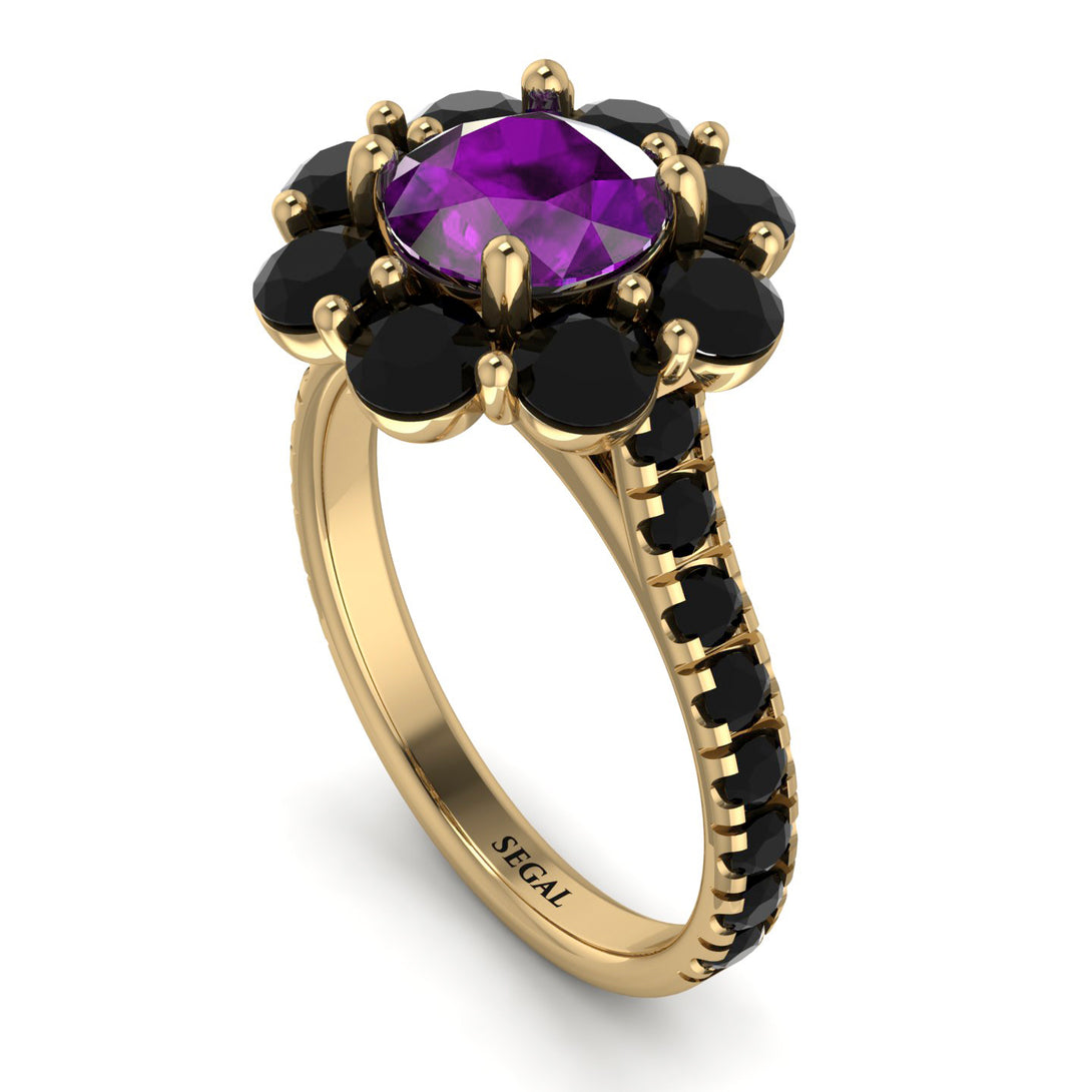Glamorous Amethyst Halo Engagement Ring - Amaya No. 307