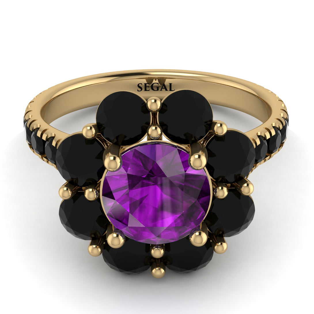 Glamorous Amethyst Halo Engagement Ring - Amaya No. 307
