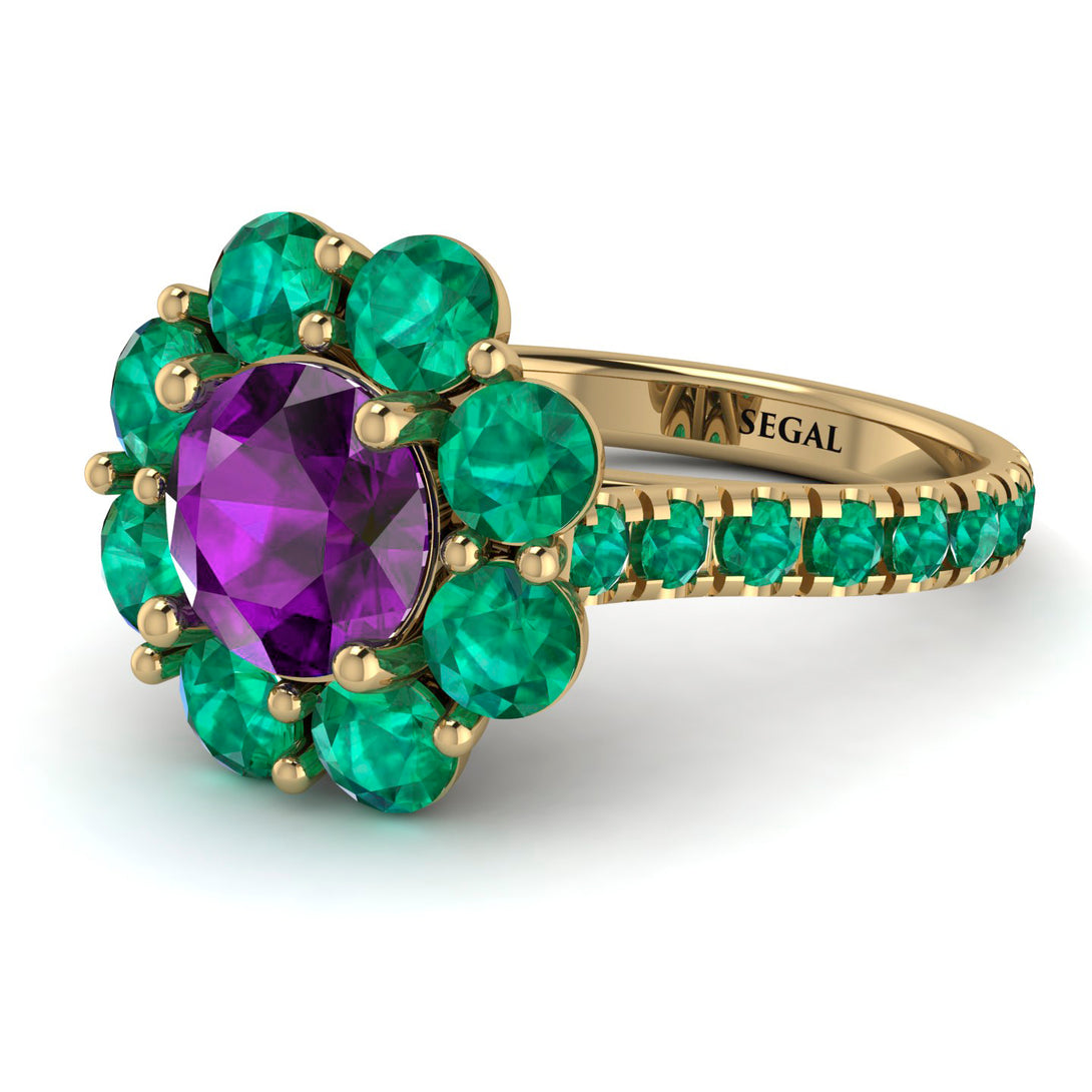 Glamorous Amethyst Halo Engagement Ring - Amaya No. 304
