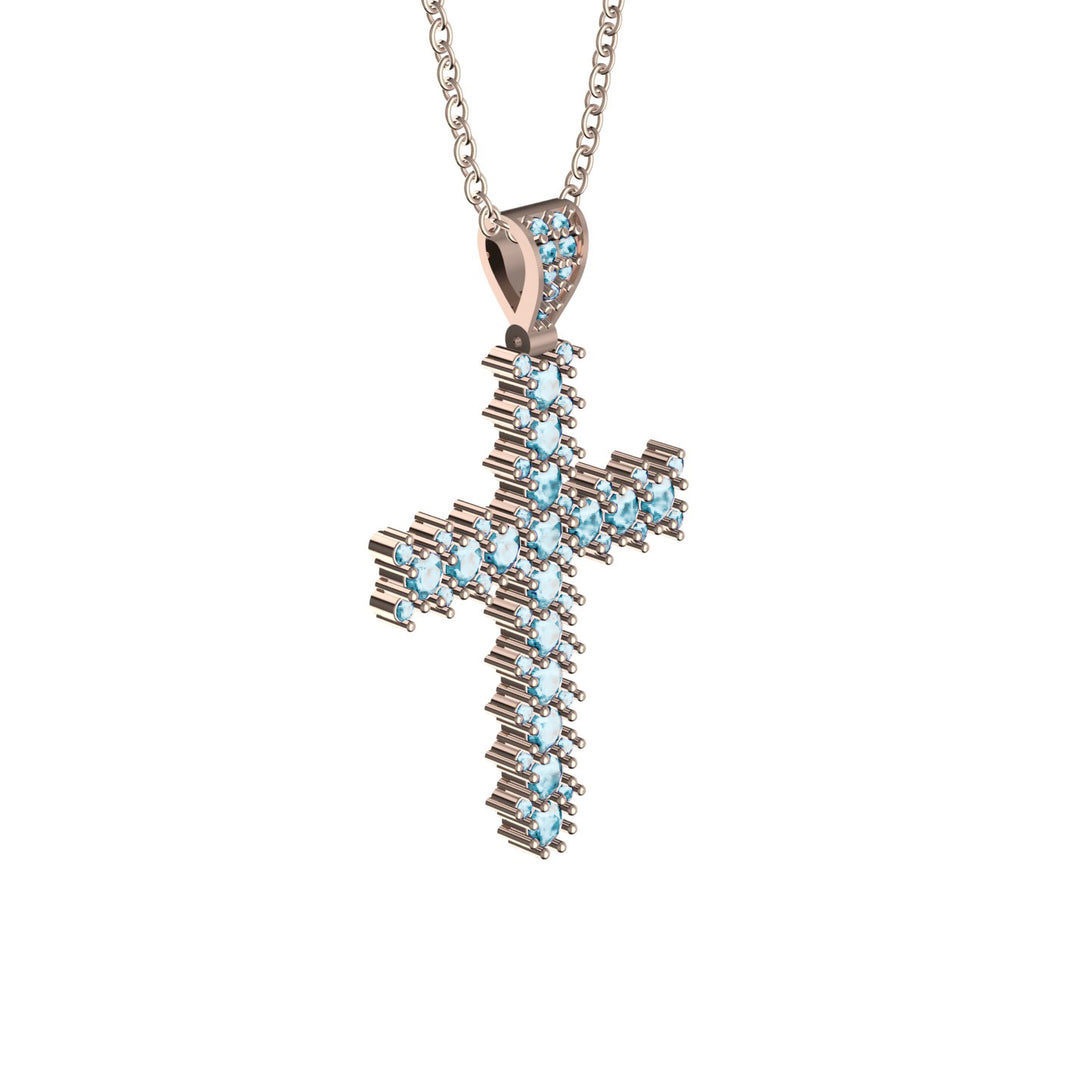 Glamorous Aquamarine Cross Pendant - Raymond No. 402