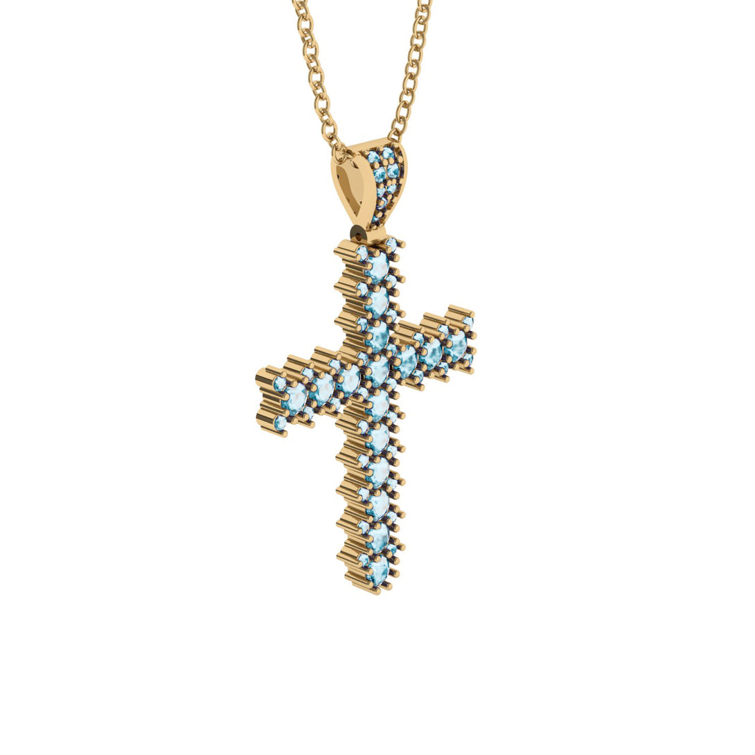 Glamorous Aquamarine Cross Pendant - Raymond No. 401