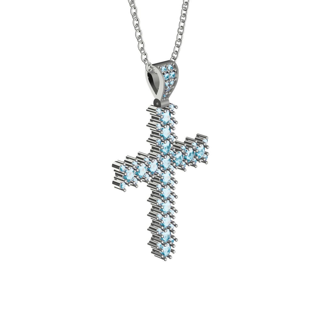 Glamorous Aquamarine Cross Pendant - Raymond No. 403