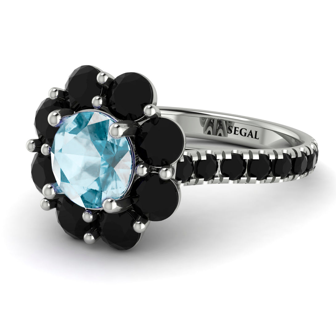 Glamorous Aquamarine Halo Engagement Ring - Amaya No. 409