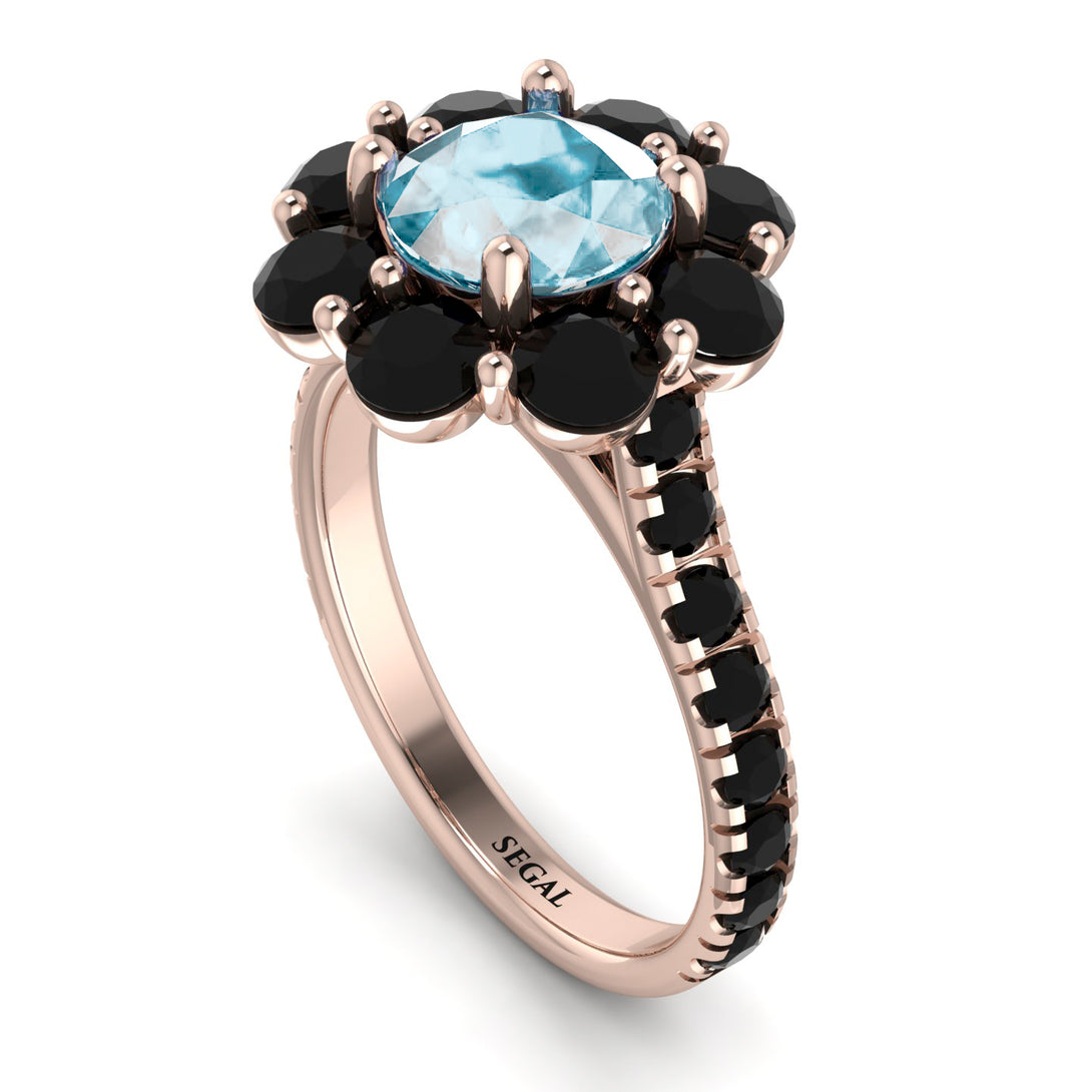 Glamorous Aquamarine Halo Engagement Ring - Amaya No. 408