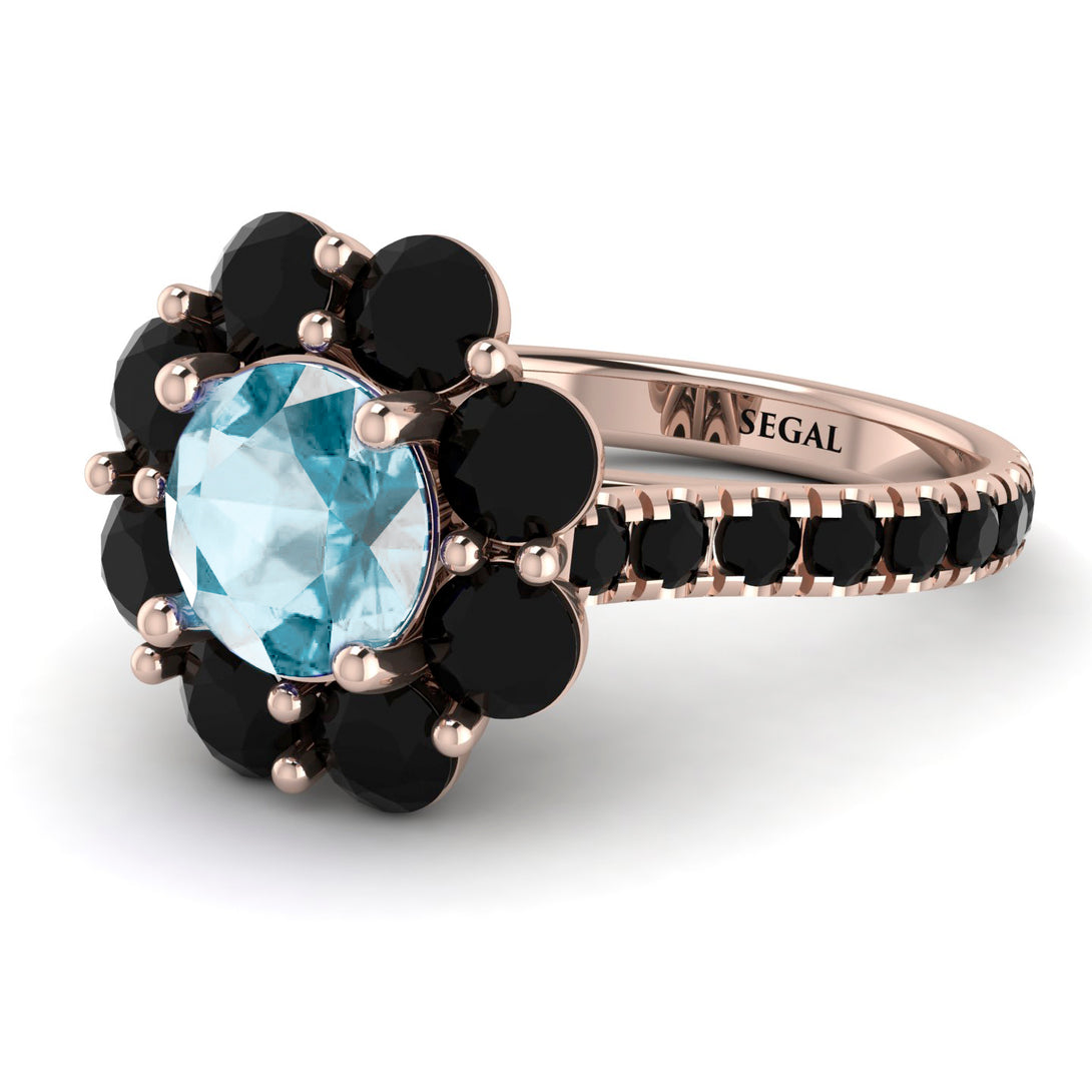 Glamorous Aquamarine Halo Engagement Ring - Amaya No. 408