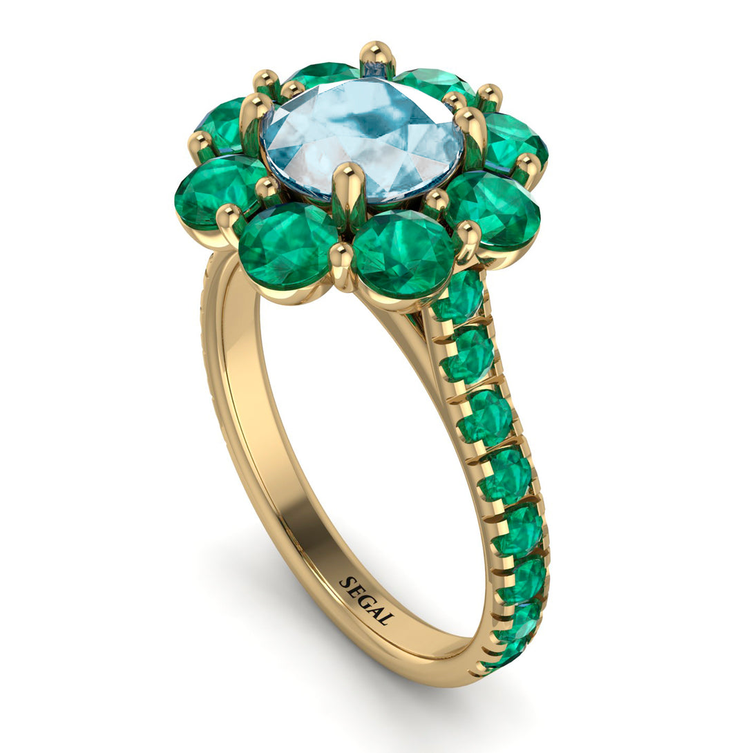 Glamorous Aquamarine Halo Engagement Ring - Amaya No. 404