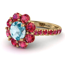 Glamorous Aquamarine Halo Engagement Ring - Amaya No. 410 image 1