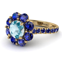 Glamorous Aquamarine Halo Engagement Ring - Amaya No. 413 image 1