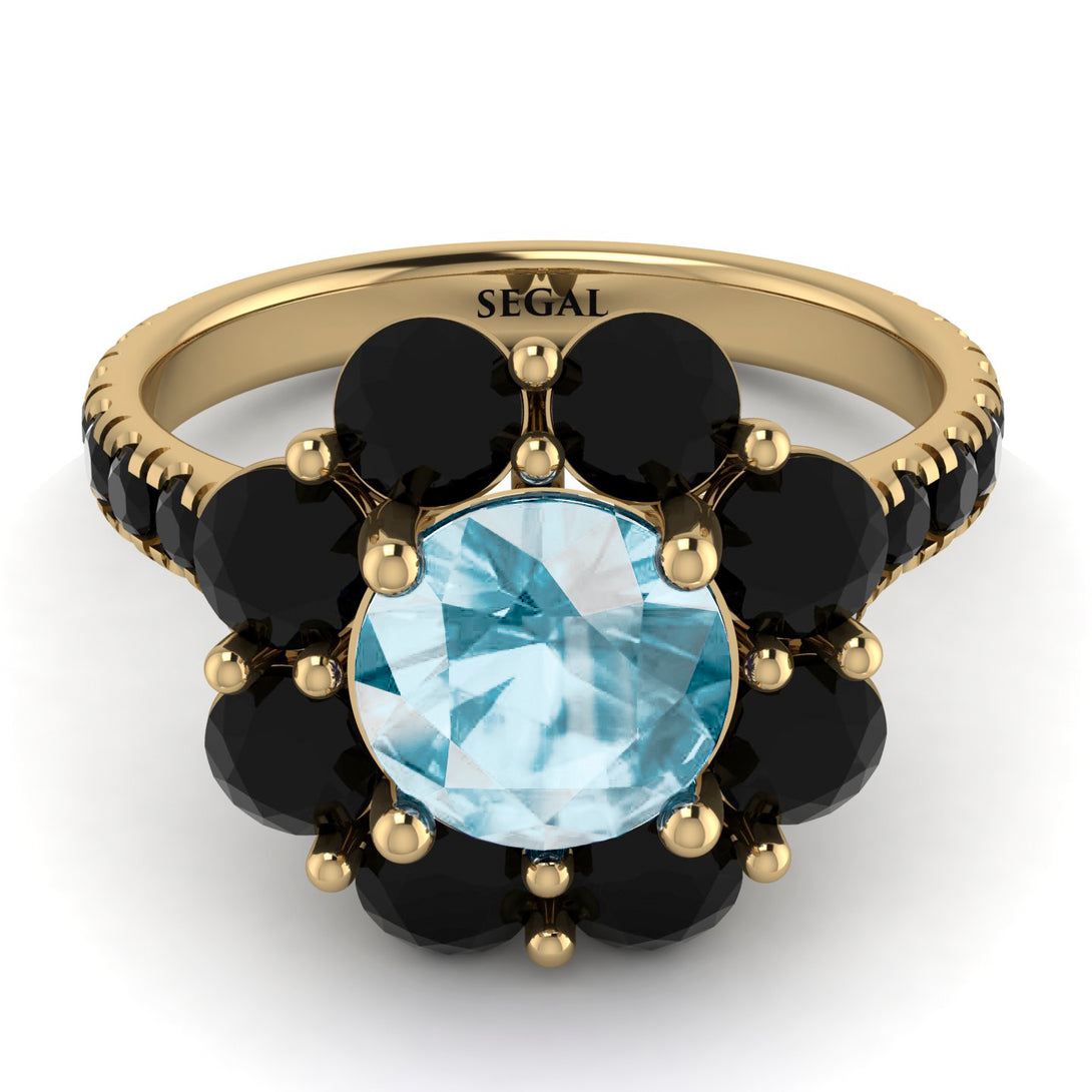 Glamorous Aquamarine Halo Engagement Ring - Amaya No. 407