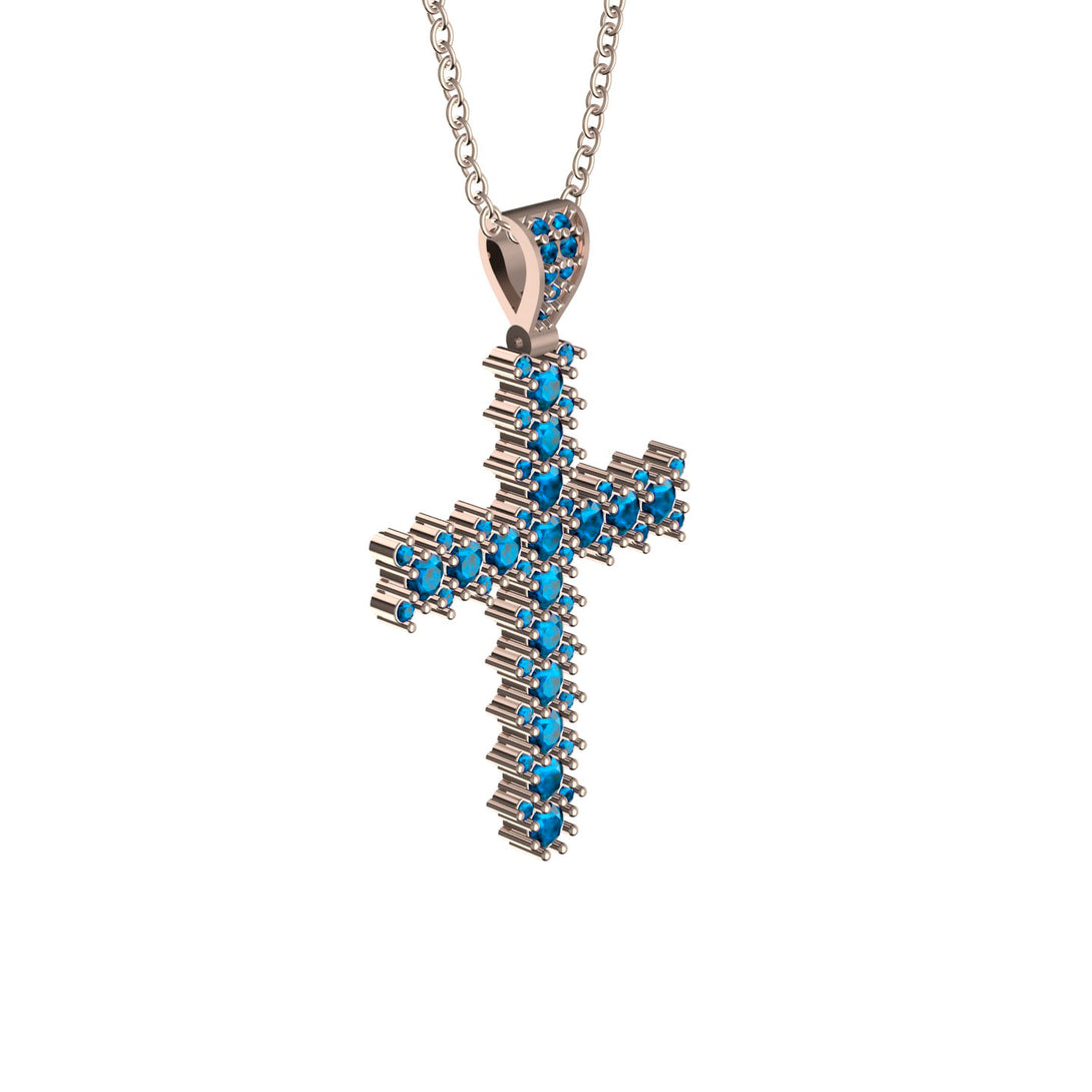 Glamorous Blue Topaz Cross Pendant - Raymond No. 502