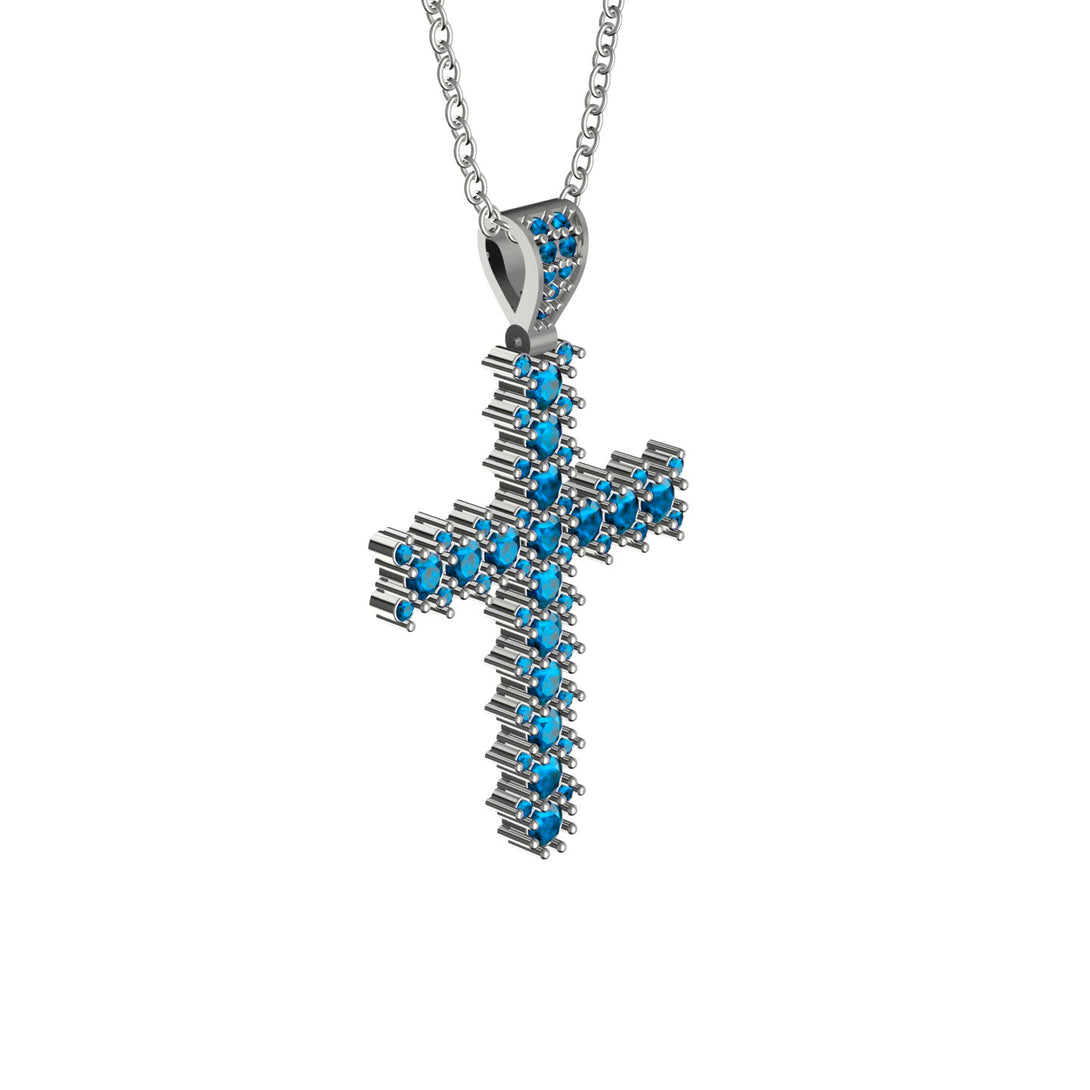Glamorous Blue Topaz Cross Pendant - Raymond No. 503