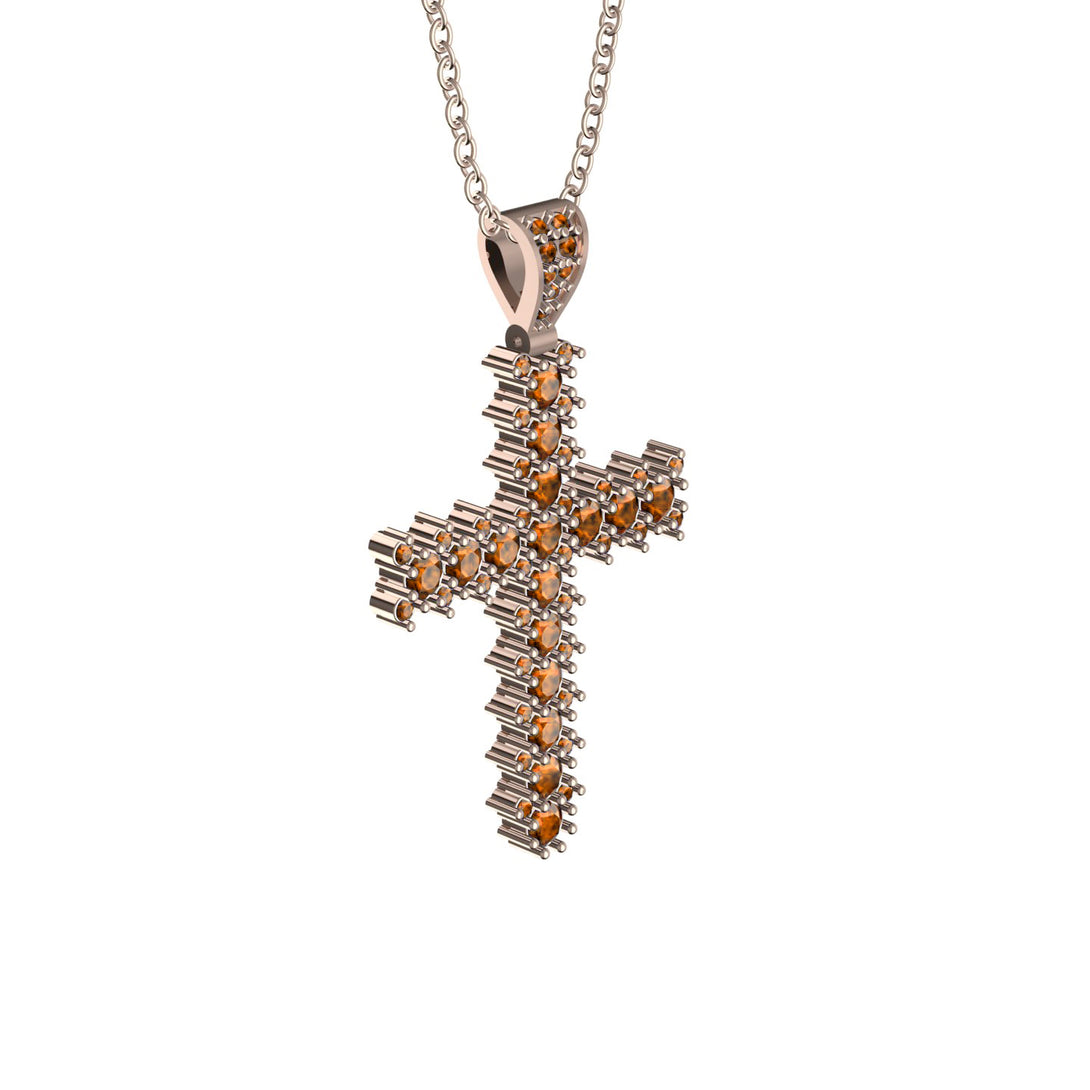 Glamorous Brown Diamond Cross Pendant - Raymond No. 1102
