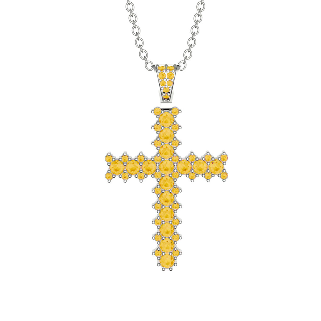 Glamorous Citrine Cross Pendant - Raymond No. 603