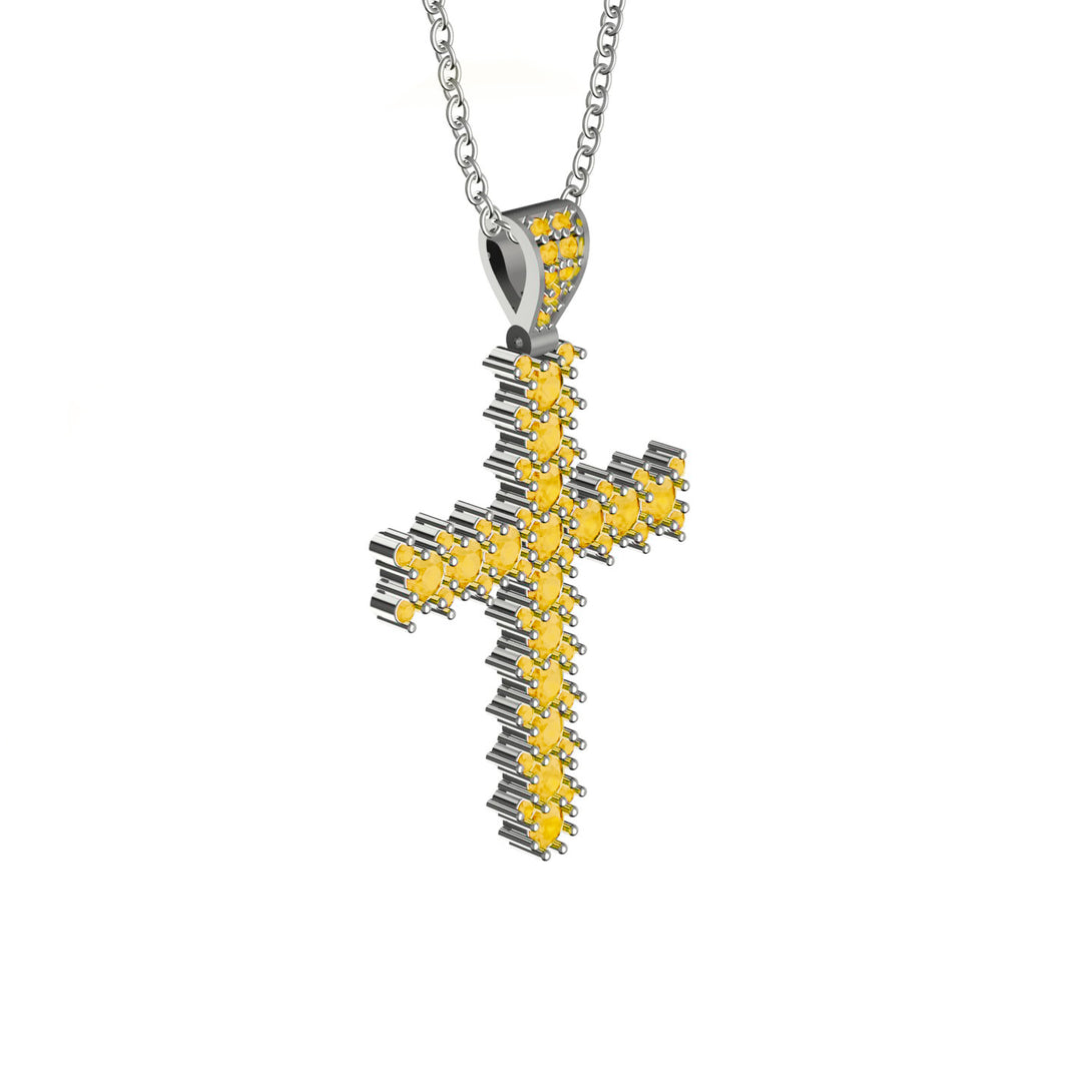 Glamorous Citrine Cross Pendant - Raymond No. 603