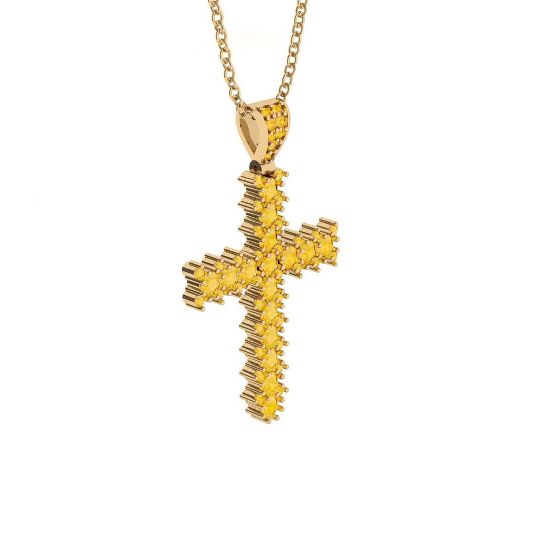 Glamorous Citrine Cross Pendant - Raymond No. 601