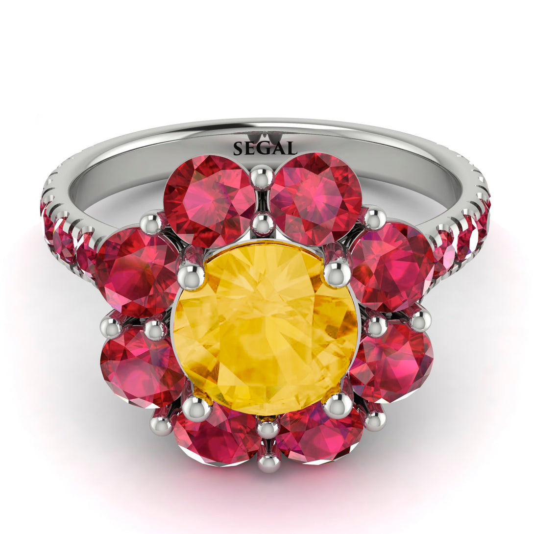 Glamorous Citrine Halo Engagement Ring - Amaya No. 612