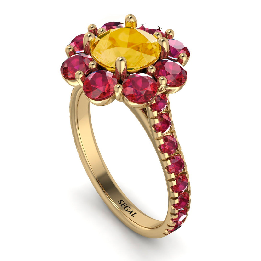 Glamorous Citrine Halo Engagement Ring - Amaya No. 610
