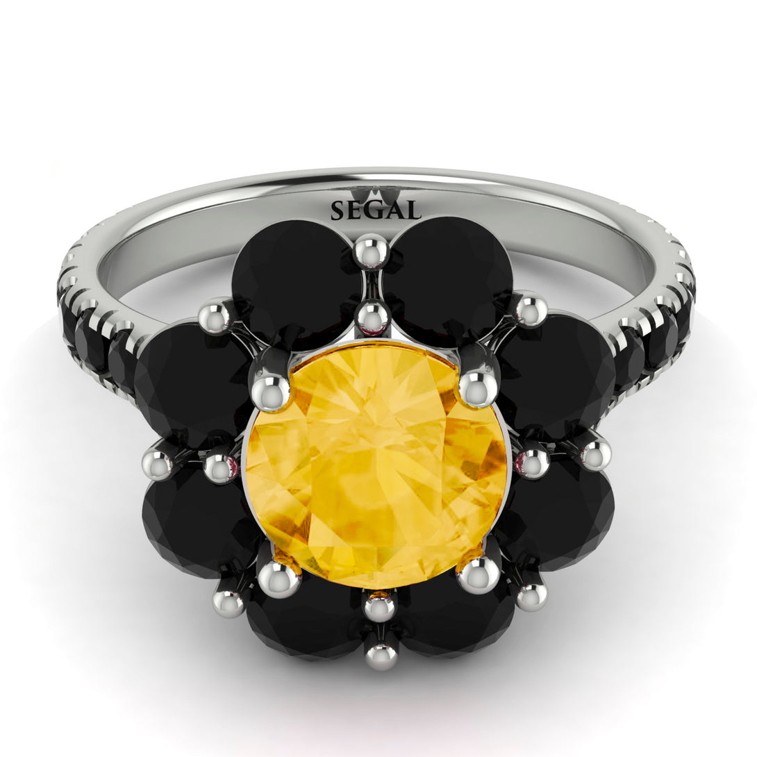 Glamorous Citrine Halo Engagement Ring - Amaya No. 609