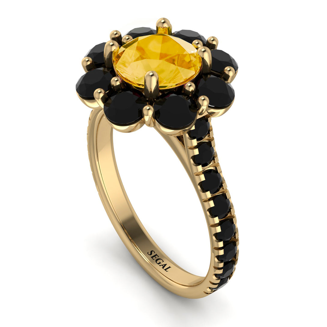 Glamorous Citrine Halo Engagement Ring - Amaya No. 607
