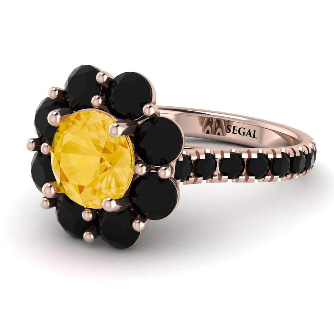 Glamorous Citrine Halo Engagement Ring - Amaya No. 608