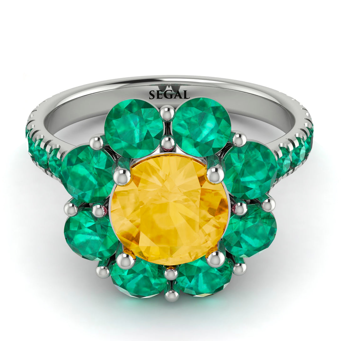 Glamorous Citrine Halo Engagement Ring - Amaya No. 606