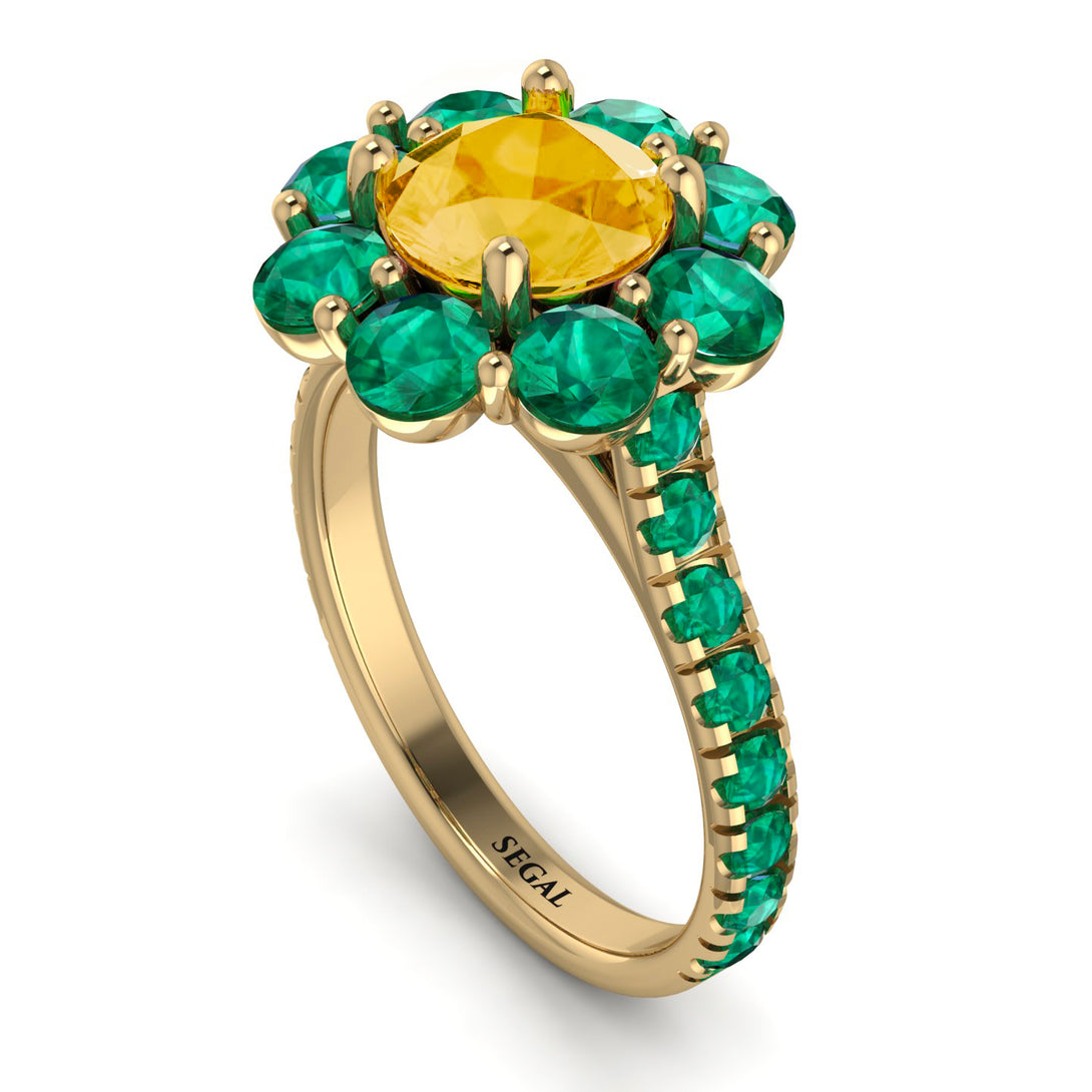 Glamorous Citrine Halo Engagement Ring - Amaya No. 604