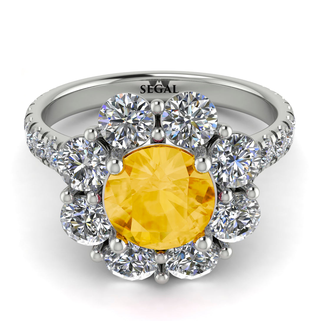 Glamorous Citrine Halo Engagement Ring - Amaya No. 603