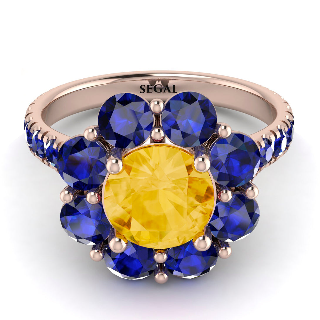 Glamorous Citrine Halo Engagement Ring - Amaya No. 614