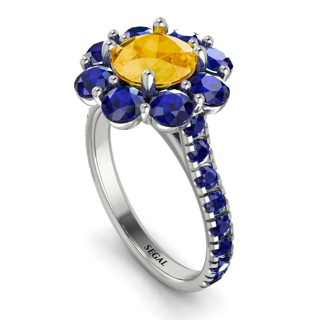 Glamorous Citrine Halo Engagement Ring - Amaya No. 615