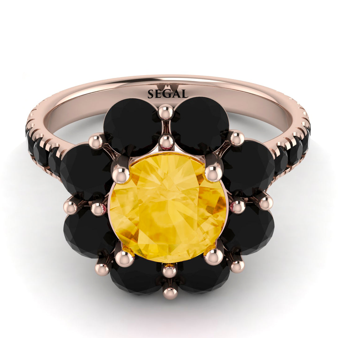 Glamorous Citrine Halo Engagement Ring - Amaya No. 608