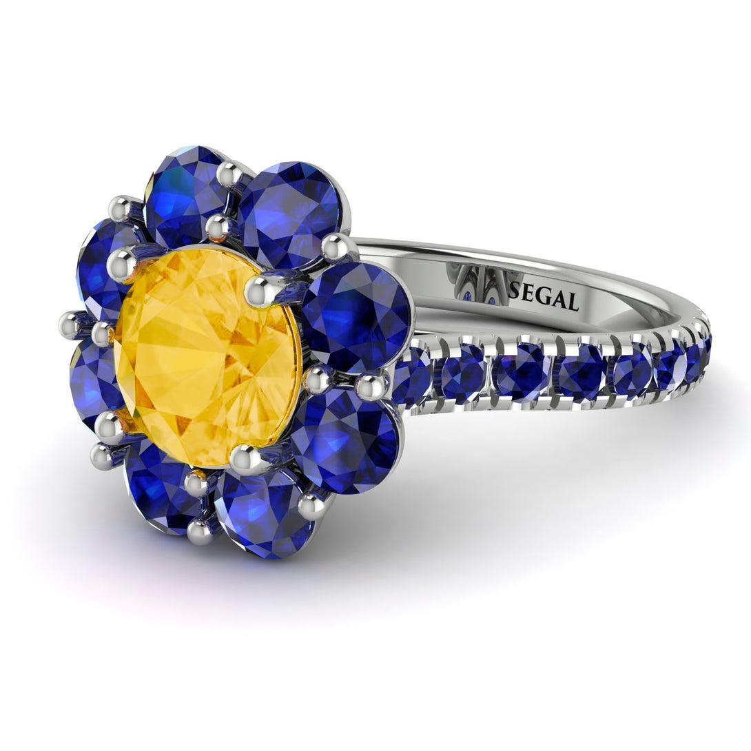 Glamorous Citrine Halo Engagement Ring - Amaya No. 615