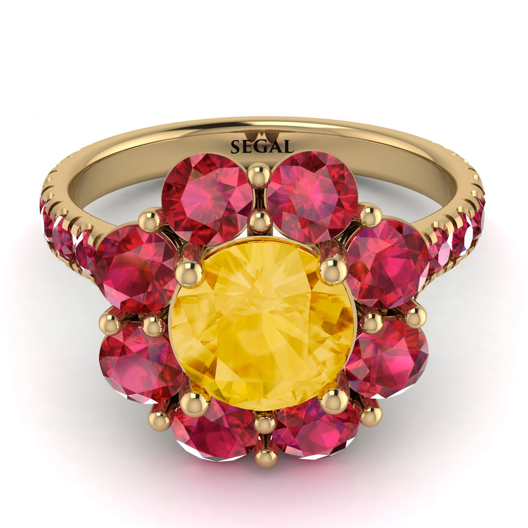 Glamorous Citrine Halo Engagement Ring - Amaya No. 610