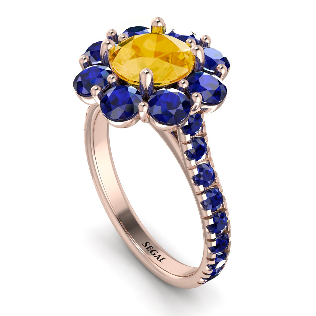 Glamorous Citrine Halo Engagement Ring - Amaya No. 614