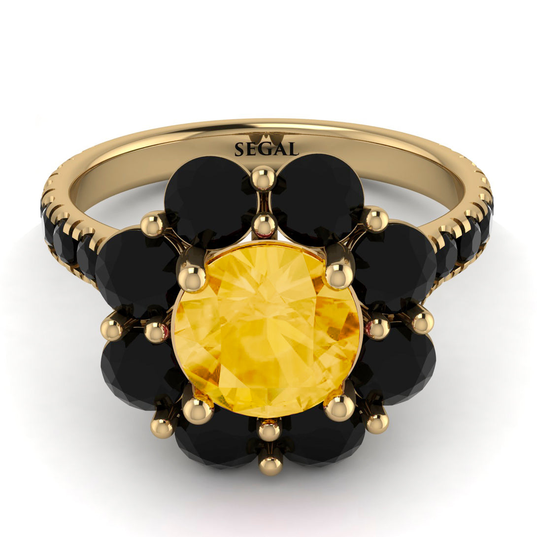 Glamorous Citrine Halo Engagement Ring - Amaya No. 607