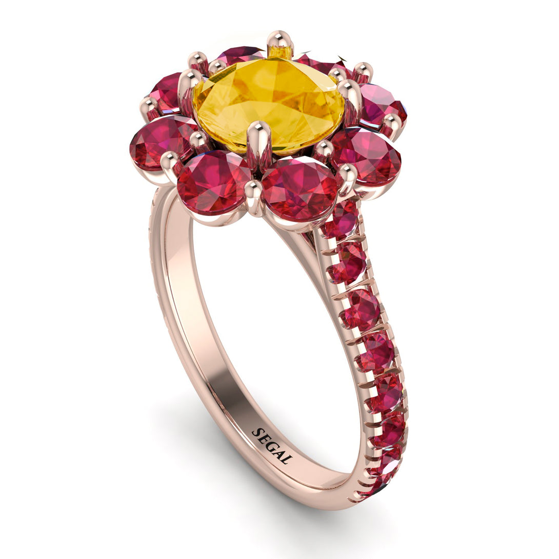 Glamorous Citrine Halo Engagement Ring - Amaya No. 611
