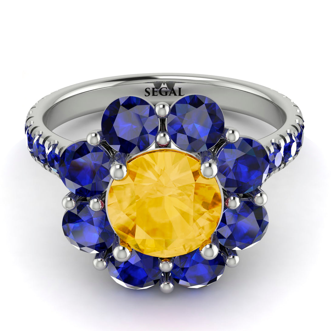Glamorous Citrine Halo Engagement Ring - Amaya No. 615