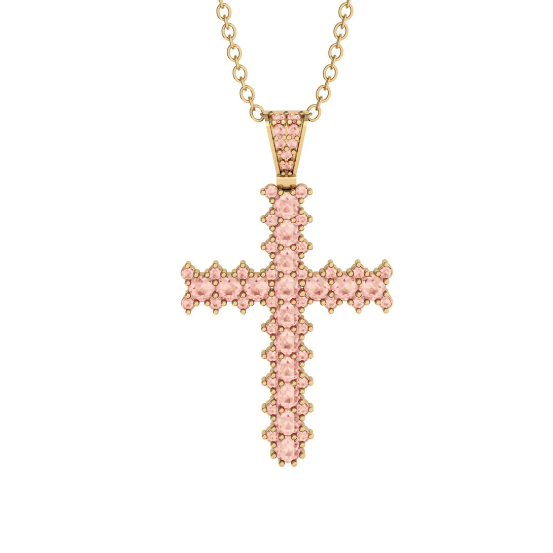 Glamorous Morganite Cross Pendant - Raymond No. 901