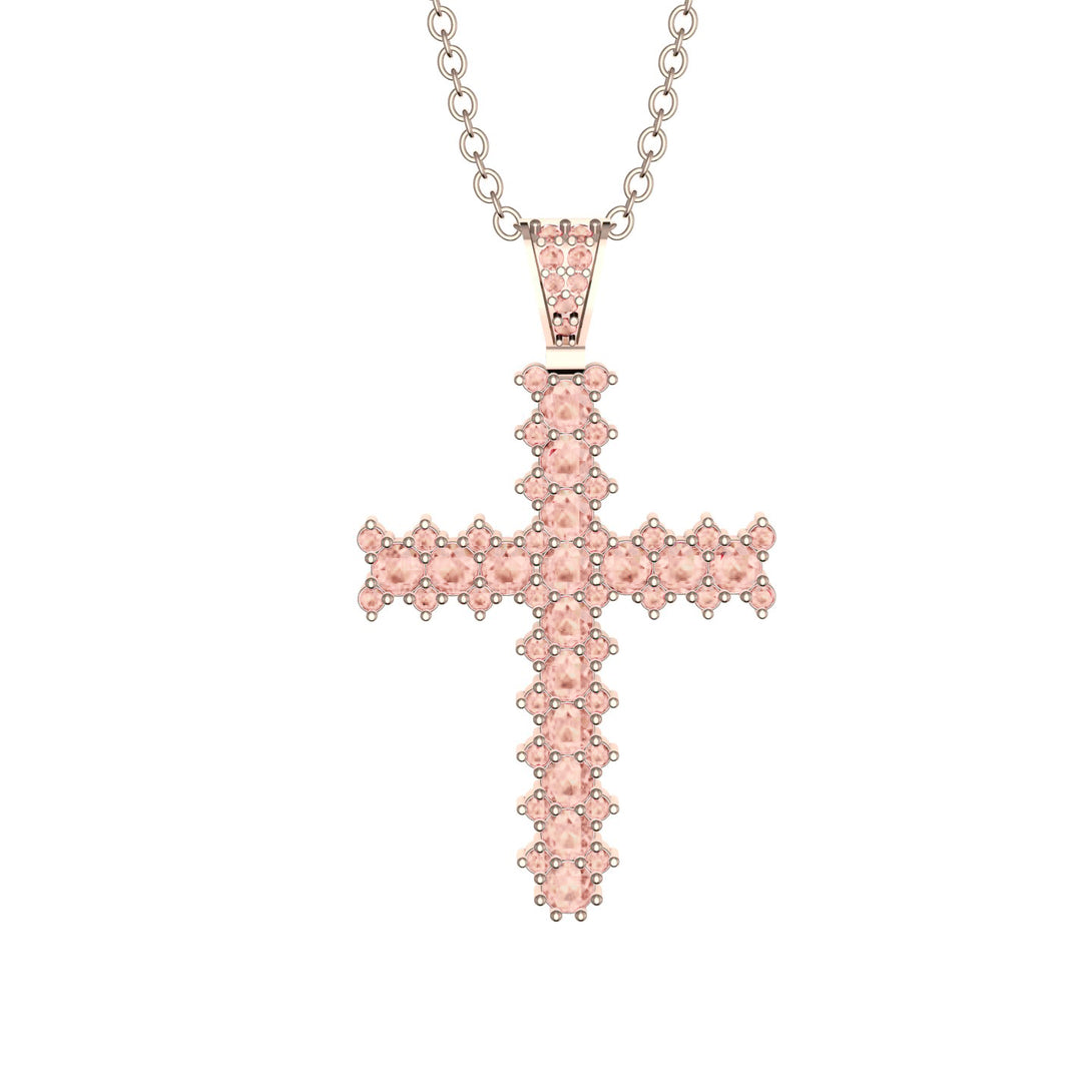 Glamorous Morganite Cross Pendant - Raymond No. 902