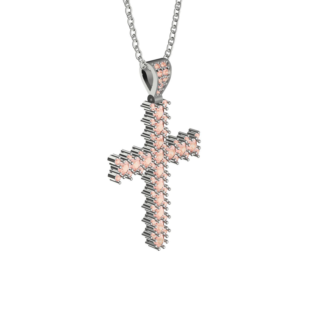 Glamorous Morganite Cross Pendant - Raymond No. 903