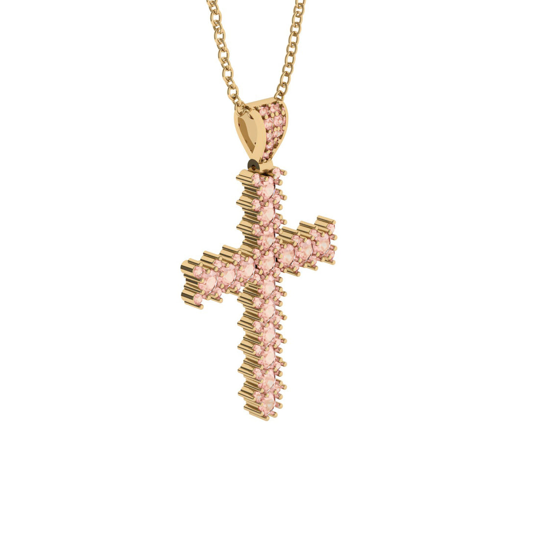 Glamorous Morganite Cross Pendant - Raymond No. 901