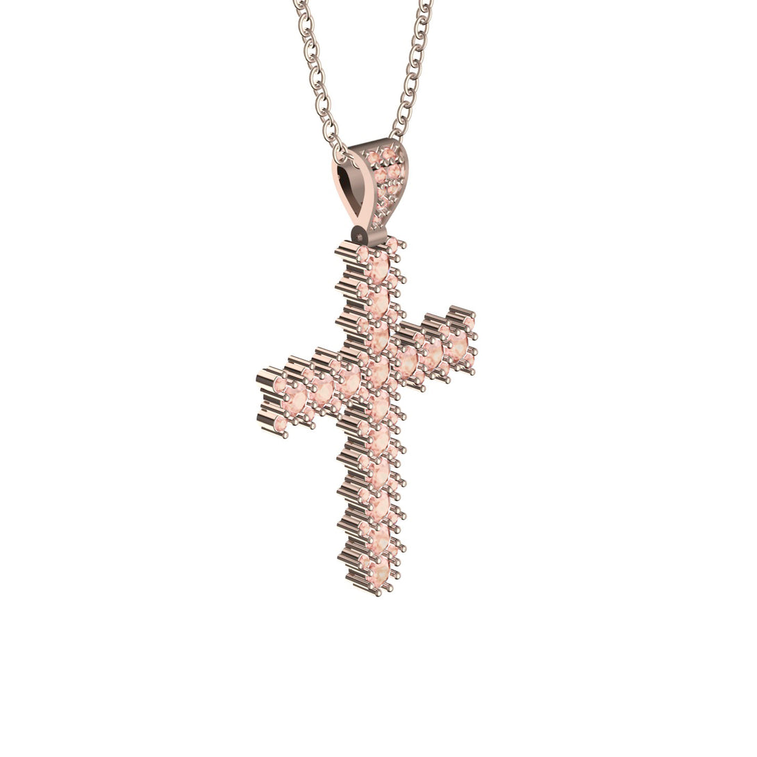 Glamorous Morganite Cross Pendant - Raymond No. 902
