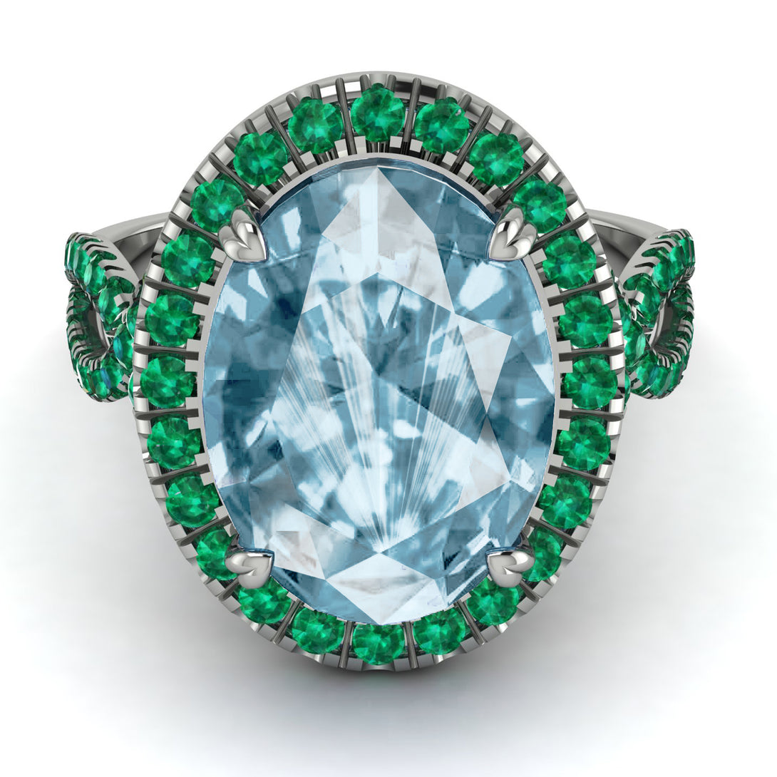 Glamorous Oval Aquamarine Ring - Jordyn No. 406