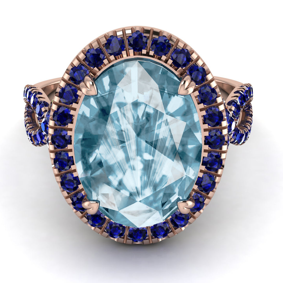 Glamorous Oval Aquamarine Ring - Jordyn No. 414
