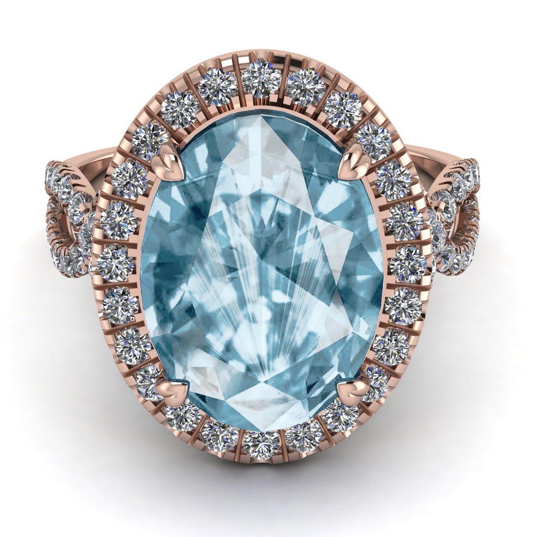 Glamorous Oval Aquamarine Ring - Jordyn No. 402
