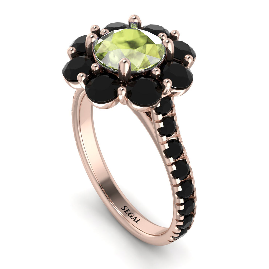 Glamorous Peridot Halo Engagement Ring - Amaya No. 708