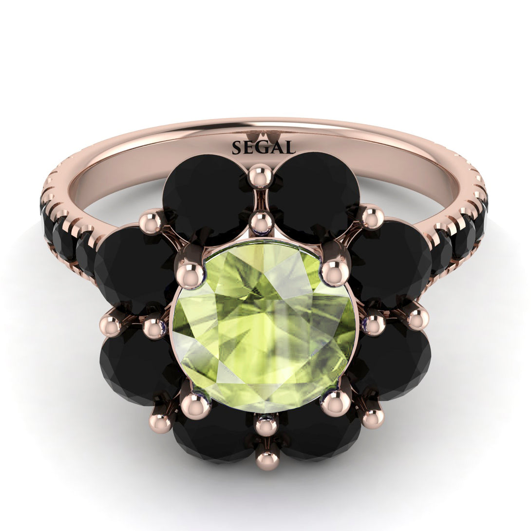 Glamorous Peridot Halo Engagement Ring - Amaya No. 708