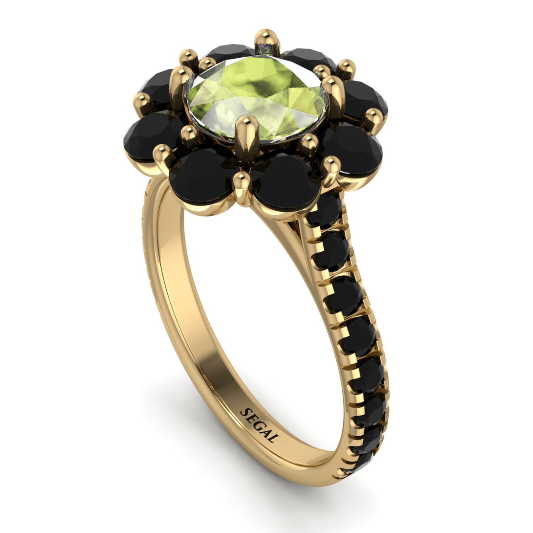 Glamorous Peridot Halo Engagement Ring - Amaya No. 707