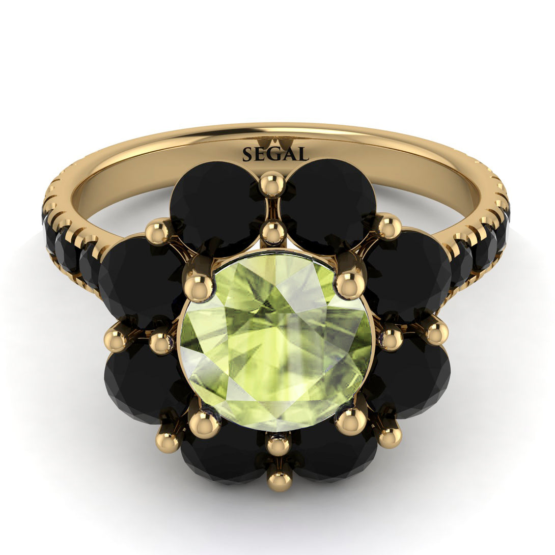 Glamorous Peridot Halo Engagement Ring - Amaya No. 707